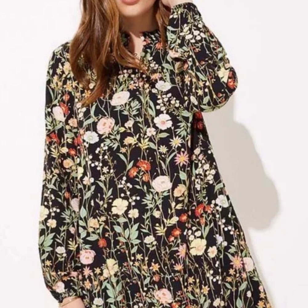 Loft Floral Dress with Black Background